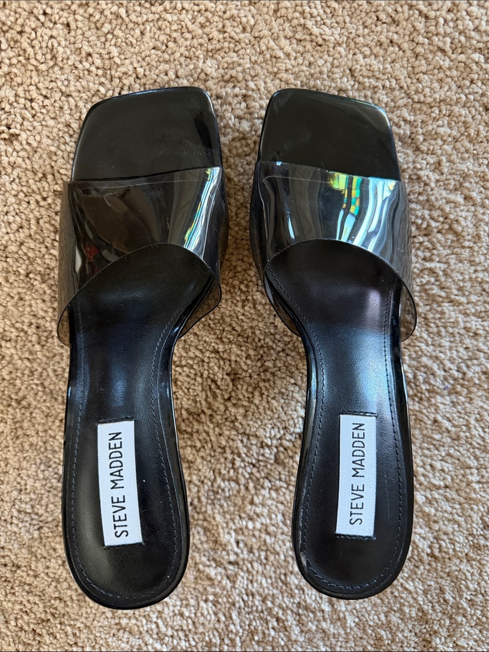 Steve Madden Black Slides with Clear PVC Strap